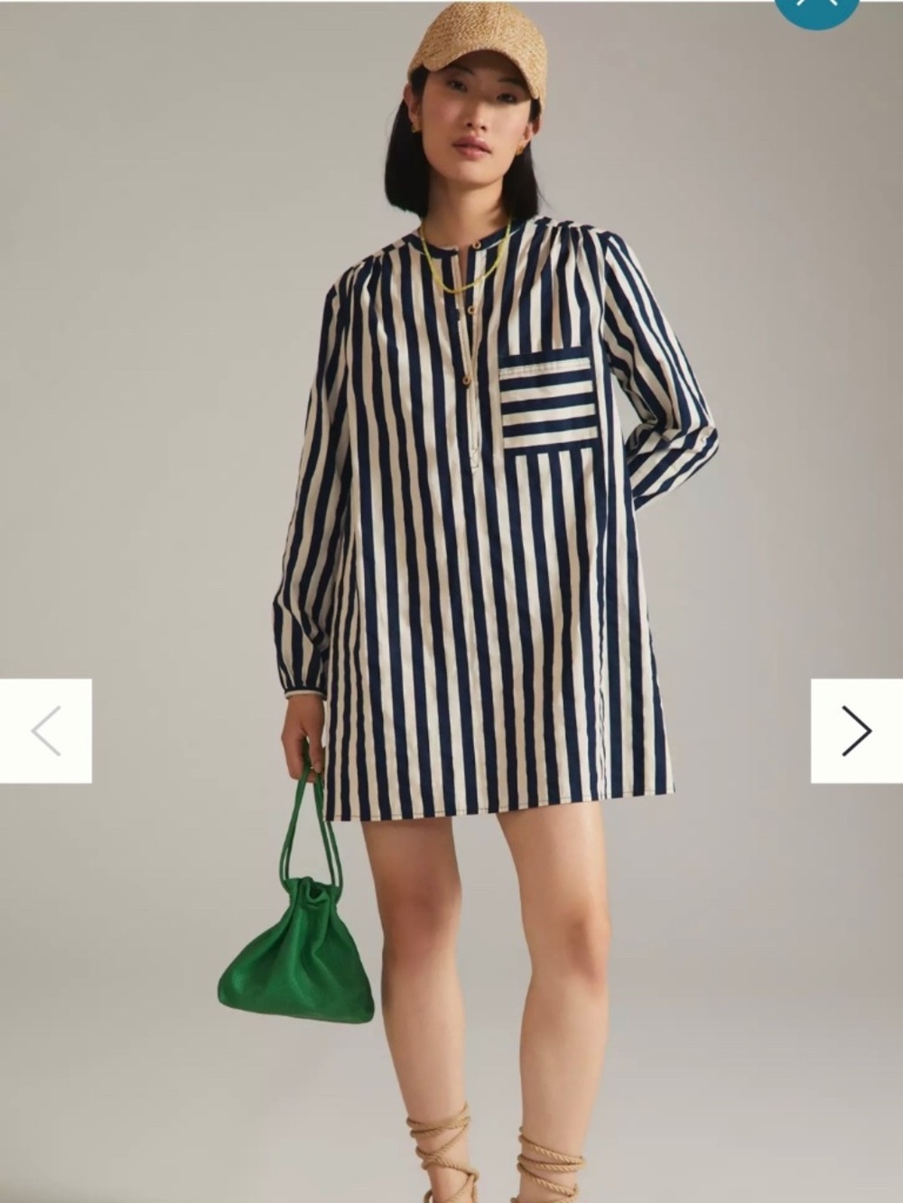 Clare V St Martin Poplin Shirt Dress in Navy  White Stripe Size S
